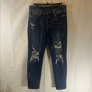 Judy Blue Midnight Distressed boyfriend jeans size 11/30.